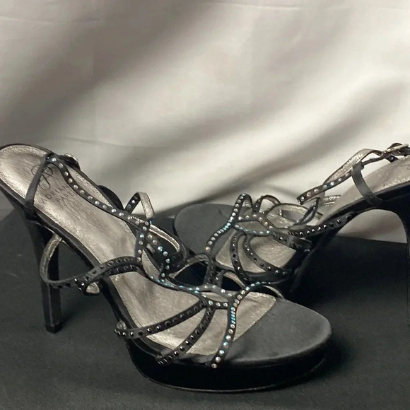 ADRIANNA PAPELL WO SIZE 10 BLACK 5”HEEL LEATHER HIGH HEEL SHOE ANKLE STRAPS - Picture 13 of 14